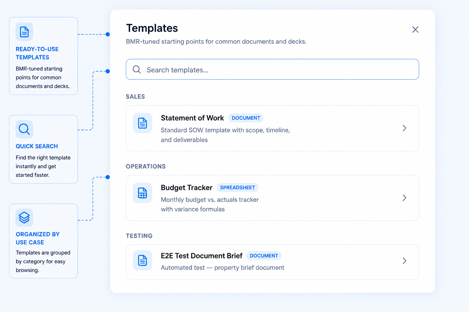 Bayaan template library with demonstration templates